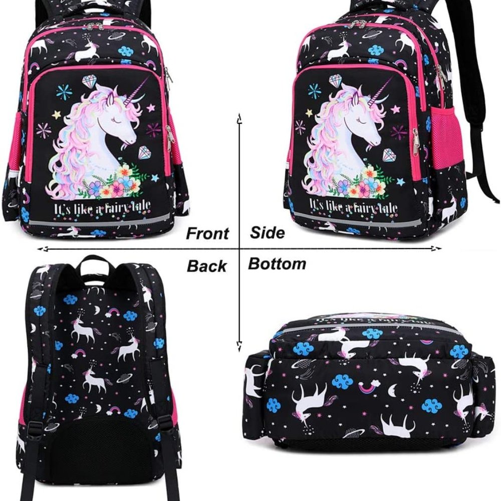 New Girls Backpack Kids Elementary Bookbag Girly School Bag with Insulated Lunch - Picture 4 of 16